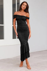 Layered Mermaid Ruched Midi Dress