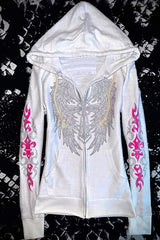 Rhinestone Tribal Graphic Zip Up Hoodie
