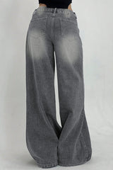 Distressed Wide Leg Floor Length Jean