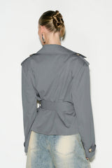 Cape Overlay Belted Short Trench Coat