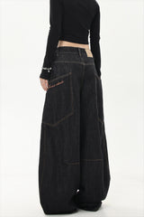 Oversized Pocket Low Rise Barrel Jeans
