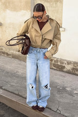 Cropped Storm Flap Trench Jacket