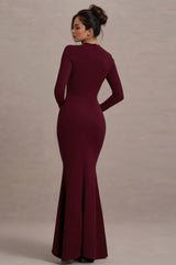 Ruffled Long Sleeve Bodycon Maxi Dress