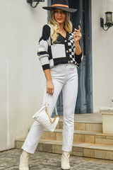 Plaid Panel Plus Size Christmas Cardigan