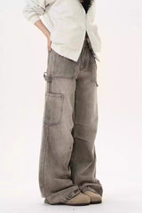 Loose Fit Distressed Floor Length Jean