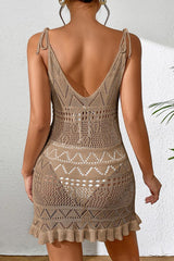 Mesh Hollow Out Sheer Beach Slip Dress Cover Up
