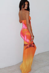 Weird Puss Colorful Print Maxi Dress