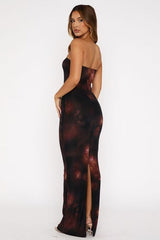 Strapless Bodycon Back Slit Vacation Dress