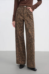 High Waist Leopard Straight Jean