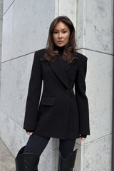 Notched Lapel Belted Tailored Blazer