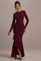 Ruffled Long Sleeve Bodycon Maxi Dress