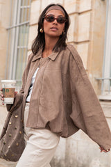 Oversized Faux Suede Bomber Urban Jacket