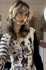 Star Stripe Asymmetric Layered Long Sleeve T-Shirt
