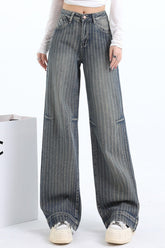 Jacquard Stripe Wide Leg Jean