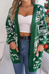 Reindeer Pocket Long Sleeve Christmas Cardigan