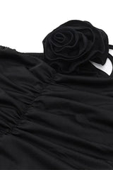 Oblique Strap Backless Midi Dress