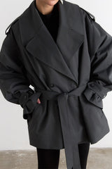 Epaulet Belted Short Trench Coat