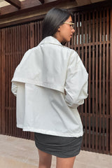 White Stand Collar Loose Jacket