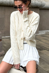 Solid Crochet Knit Cardigan Sweater