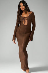 Striped Tie Waist U-Neck Maxi Dress