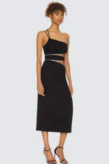 Strapless Chain Bodycon Midi Dress