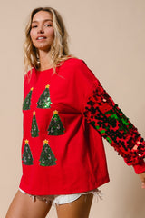 Christmas Sequined Long Sleeve Loose Sweater