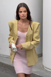 Slim Fit V Neck Blazer Coat