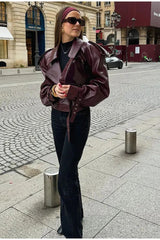 Vintage PU Leather Biker Coat
