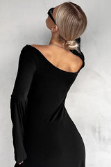Black Knit Elegant Maxi Dress