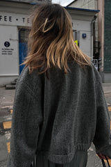 Herringbone High Collar Pocket Jacket