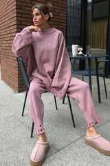 Distressed Knit Sweater Jogger Pants Set
