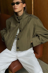 High Neck Long Sleeve Jacket