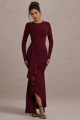 Ruffled Long Sleeve Bodycon Maxi Dress