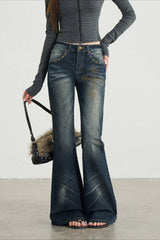Rhinestone Cross Distressed Black Flare Jeans