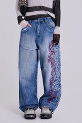 Y2K Embroidered Wide Jean