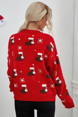 Christmas Sock Snowflake Loose Sweater