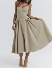 Carolyn - Sleeveless Corset Midi Dress