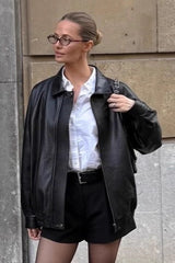 Black Retro Biker Leather Jacket