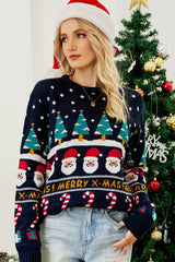 Christmas Contrast Cartoon Polka-Dot Sweater