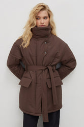 Asymmetrical Belted Cotton Coat