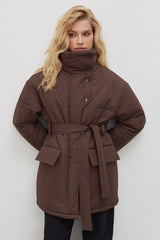 Asymmetrical Belted Cotton Coat