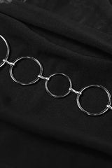 Metal Belt Backless Midi Dress