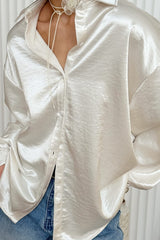 Apricot Pearlescent Satin Chic Chillax French Blouse