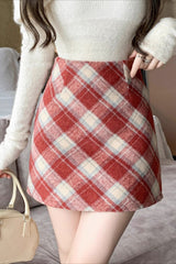 High Waist Tartan Mini Christmas Skirt