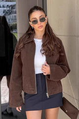 Vintage Brown Suede Lapel Jacket