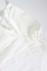 Lace Patchwork Tie Front Slim Fit Short Sleeve Tee