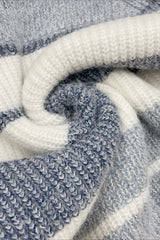 Fitted Square Neck Color Block Sweater