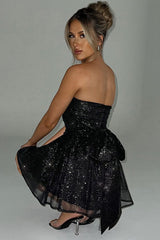 Trendy Classy Strapless Mesh Backless Sequin Dress