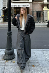 Hooded Faux Fur Lined Zip Front Coat
