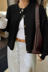 Minimalist Button Long Sleeve Christmas Cardigan
